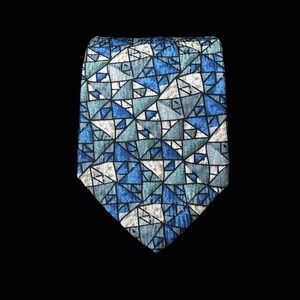 Cocktail Collection Wine Under Microscope Blue Geometric Silk Mens Tie